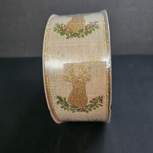 New Member's Mark Deer Silhouette Christmas Premium Ribbon Wired 2.5 In 50 Yd